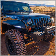 Trailmod wide fender flares with front lights on black rubicon